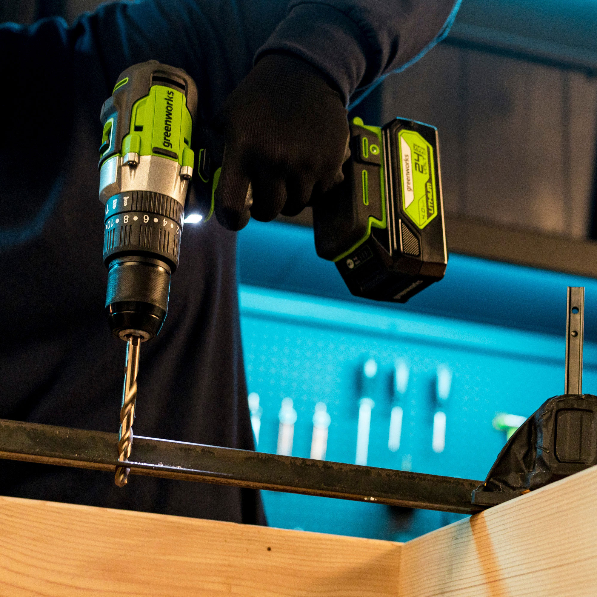 Дрель-шуруповерт ударная аккумуляторная Greenworks 24V GD24DD60 (60 Нм) 3704107, бесщёточная, без АКБ и ЗУ