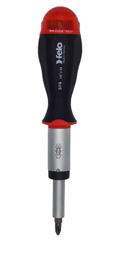 Отвёртка с реверсом и магазином бит/8 шт., серия 374 FELO 374 204 05