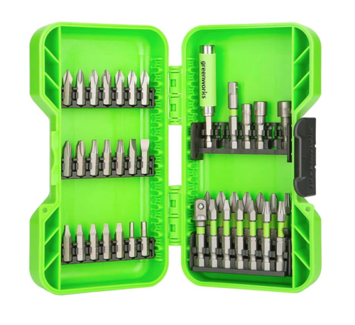 Набор бит, торцевых головок и адаптеров Greenworks 2944207 (40 шт.), в кейсе