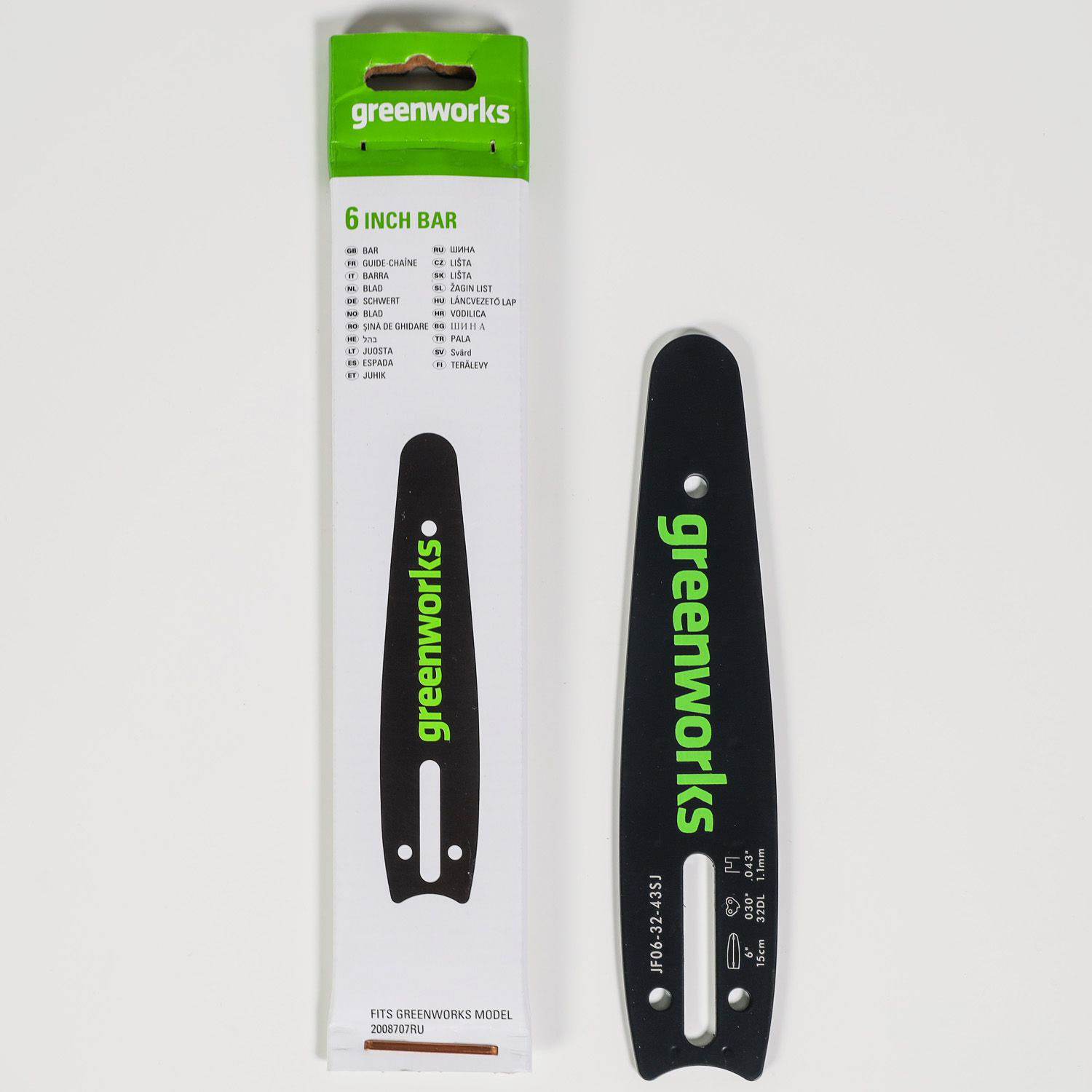 Шина пильная 2953507 15 см для цепной мини-пилы Greenworks 24V GD24CSMNX