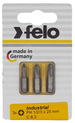 Биты PH1/PH2/PH3х25, С 6,3, 3 шт. FELO 022 931 16