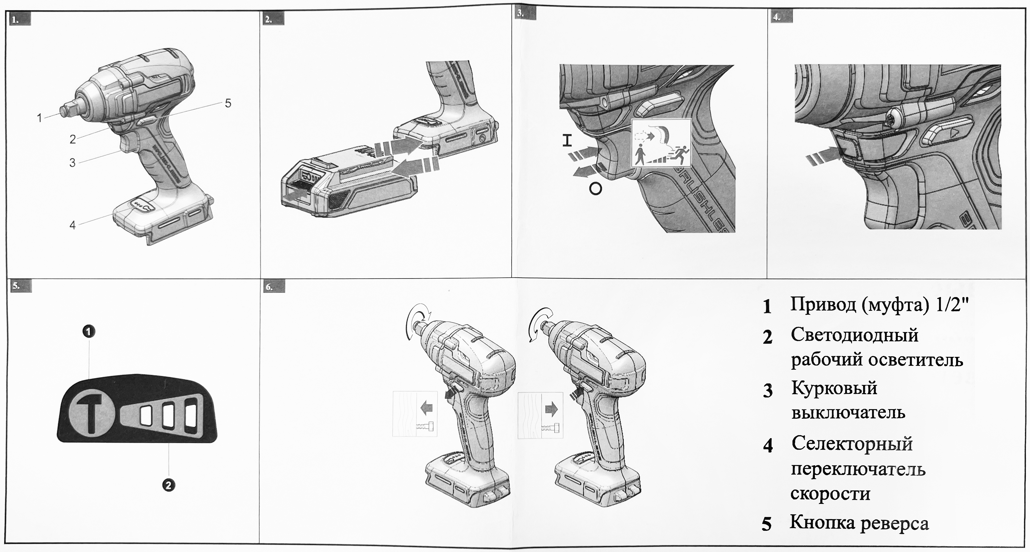 Гайковёрт ударный  аккумуляторный Greenworks 24V 400Нм GD24IW400 3802907, бесщёточный, без АКБ и ЗУ