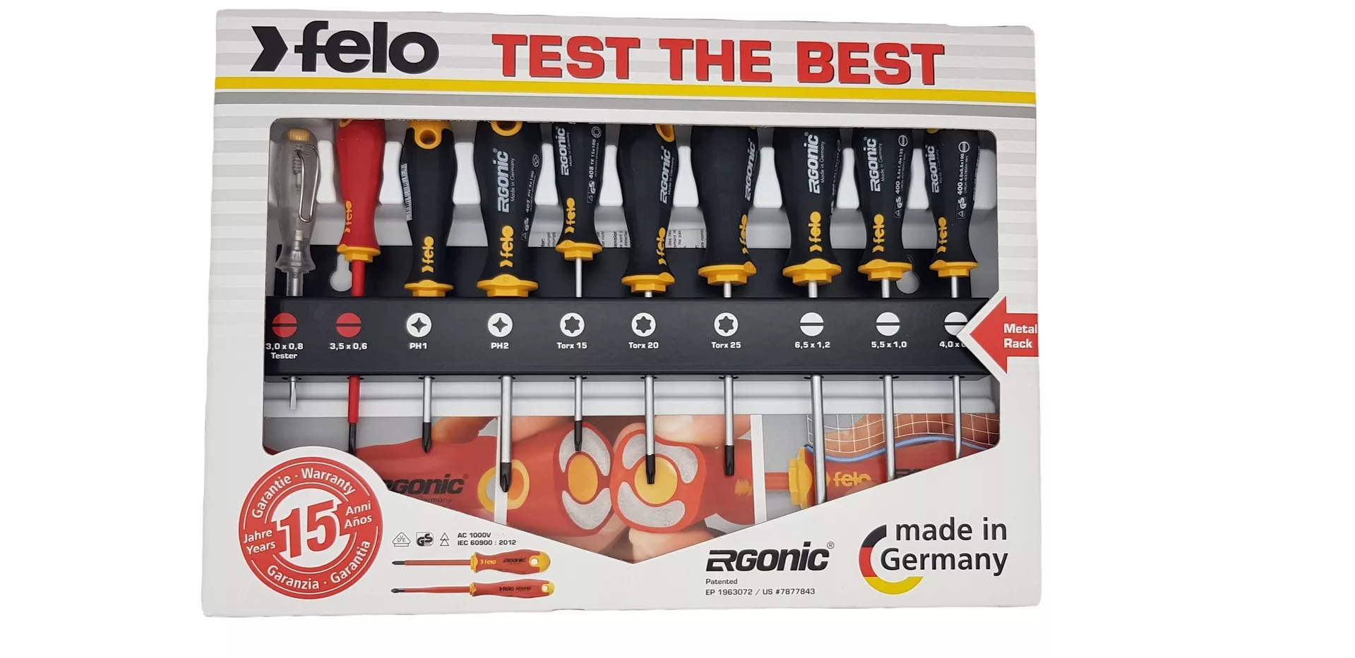 Набор отвёрток Ergonic (включая VDE и тестер напряжения) 10 шт FELO 400 910 13
