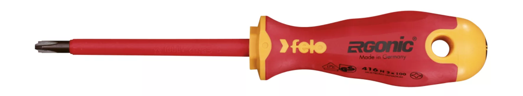 Отвёртка ERGONIC диэлектр., серия 416, +/- H 2x100 FELO 416 203 90