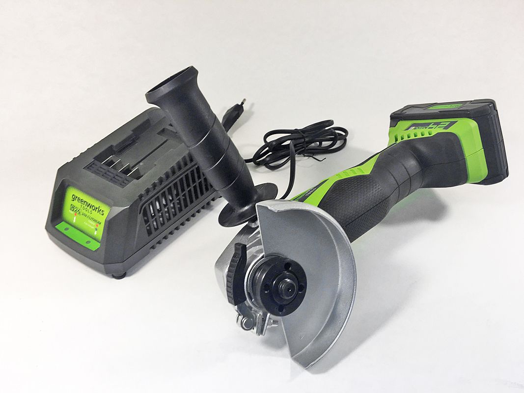 Угловая шлифмашинка болгарка аккумуляторная Greenworks 24V G24AG