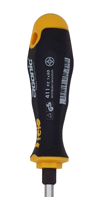 Отвёртка серия 411 Ergonic, PZ1х80 с шестигранником FELO 411 102 40