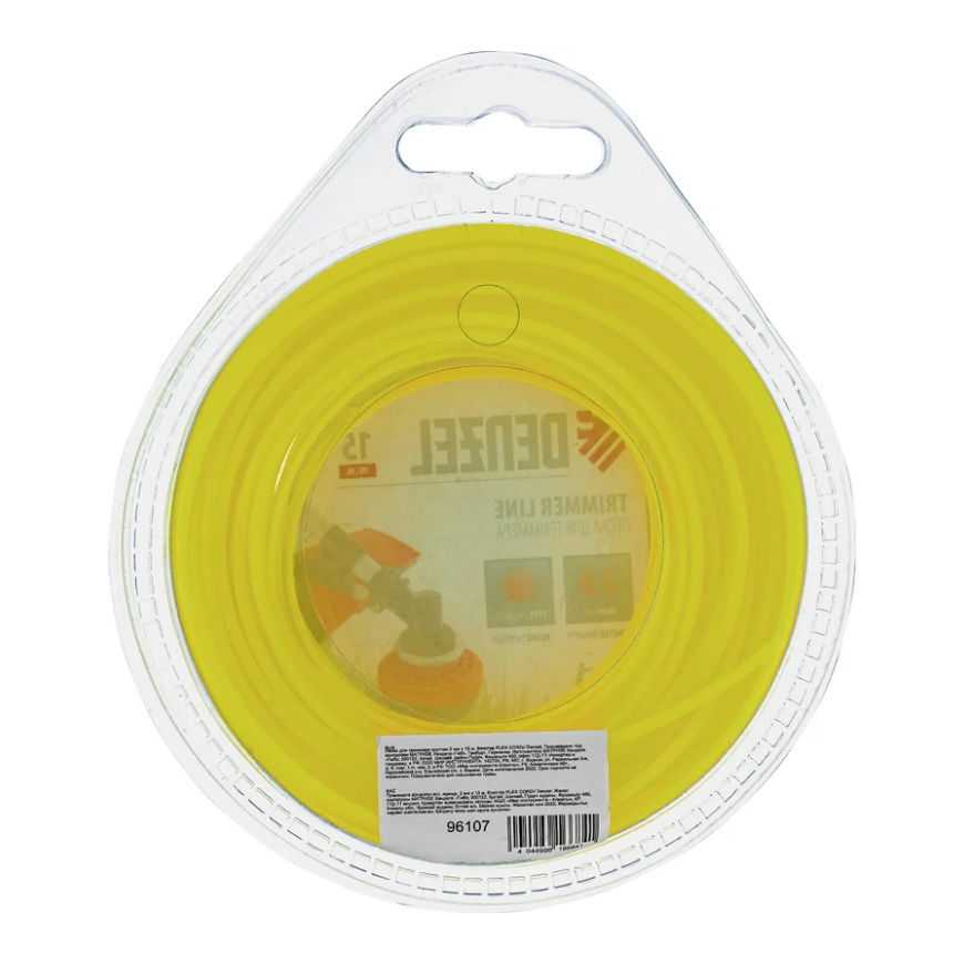 Леска для триммера круг 2 мм х 15 м блистер FLEX CORD DENZEL 96107