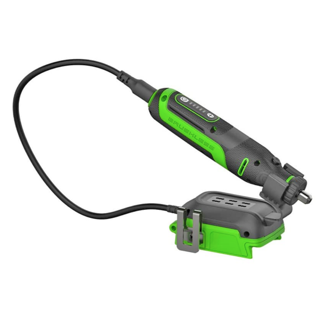 Гравёр аккумуляторный Greenworks G24RT 24V 3200807, бесщеточный, с базой и оснасткой (52 шт), без АКБ и ЗУ