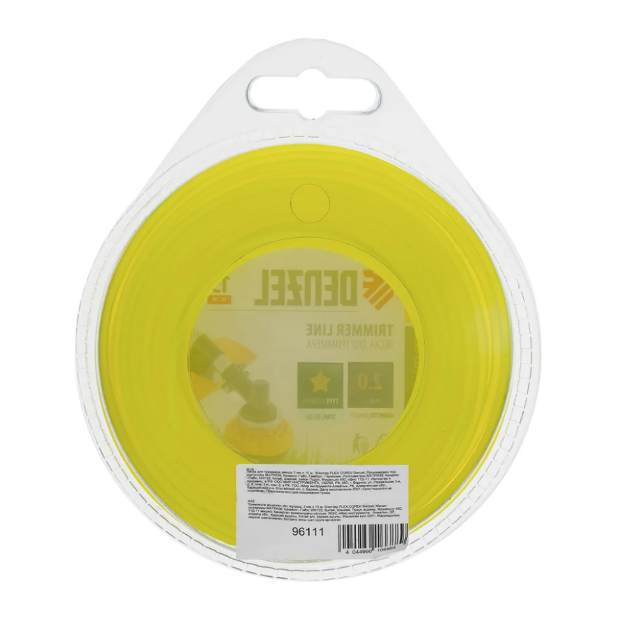 Леска для триммера звезда 2 мм х 15 м блистер FLEX CORD DENZEL 96111
