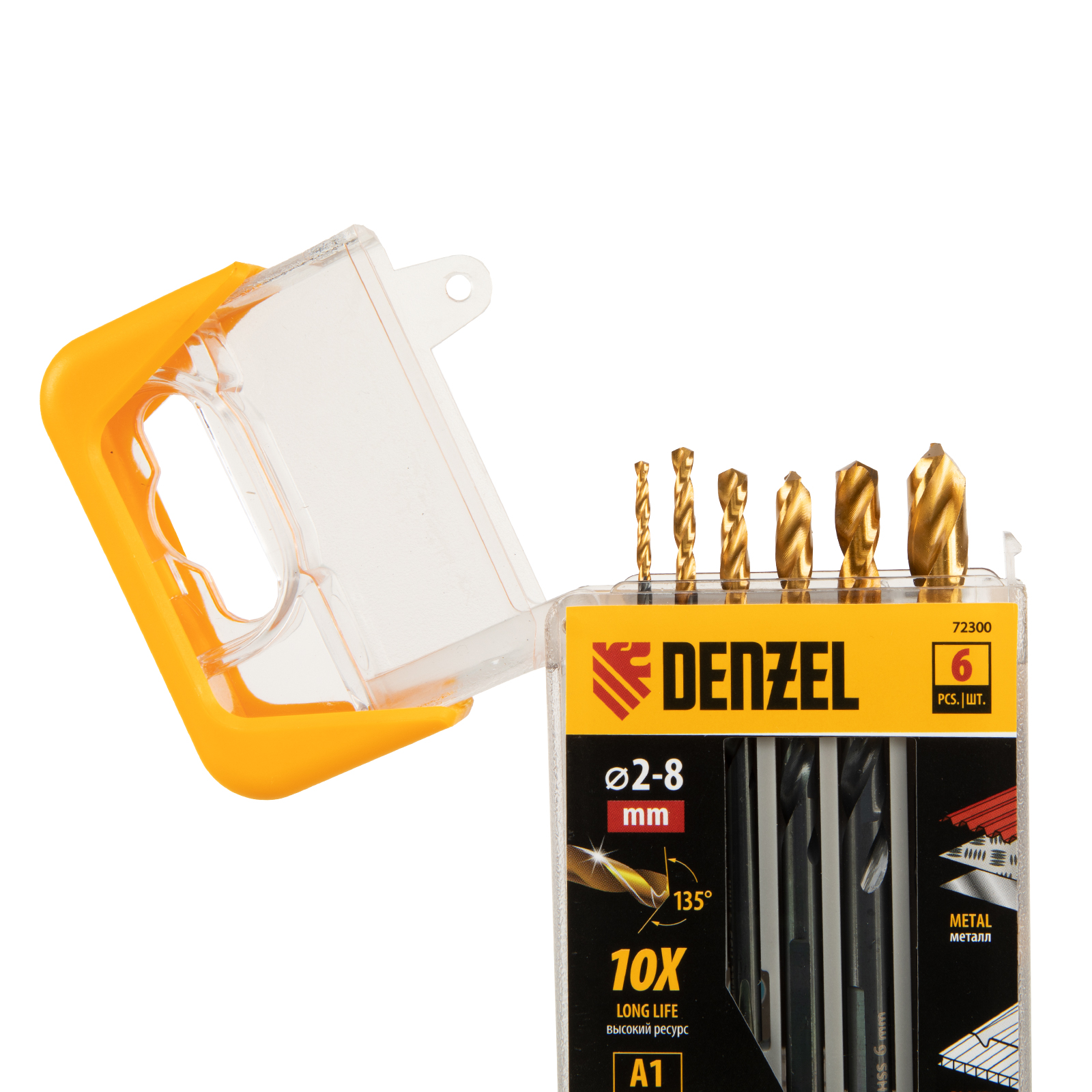 Набор свёрел по металлу, 2-3-4-5-6-8 мм, HSS-Tin, Golden Tip, 6 шт