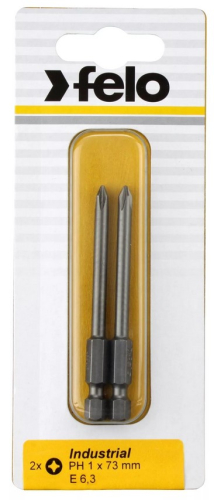 Бита крестовая серия Industrial E6,3 PH 2X73, 2 шт в блистере FELO 03202736