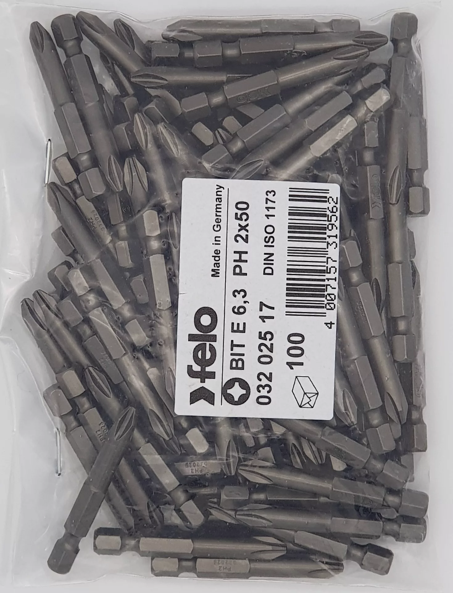 Бит PН2х50, Е6,3, 100 шт. FELO 032 025 17