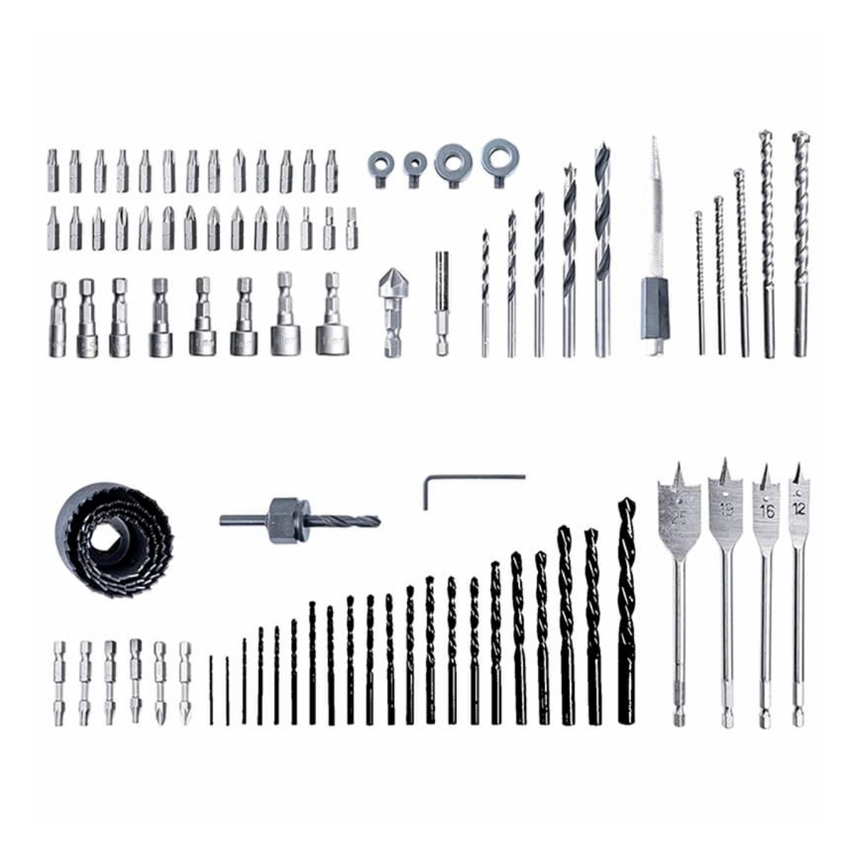 Набор свёрел, бит и коронок Greenworks 2944607 (90 шт.), в кейсе