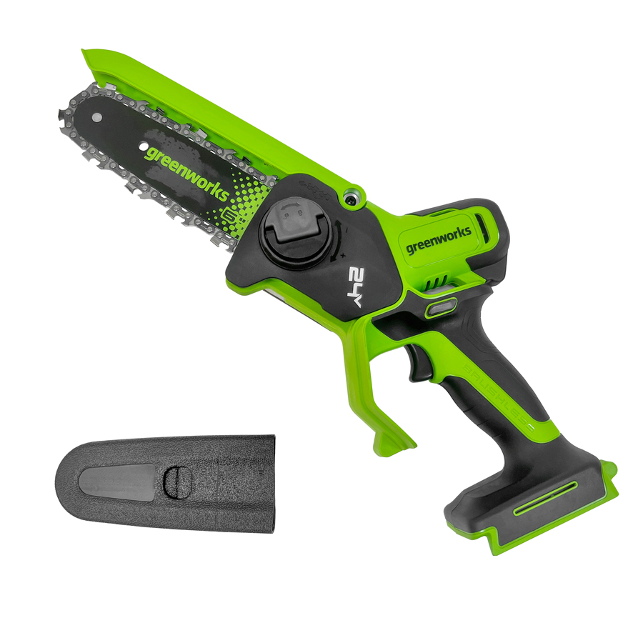 Мини-пила аккумуляторная цепная Greenworks 15 см 24V GD24CS15 2010107 с автоматической смазкой цепи, бесщёточная, без АКБ и ЗУ