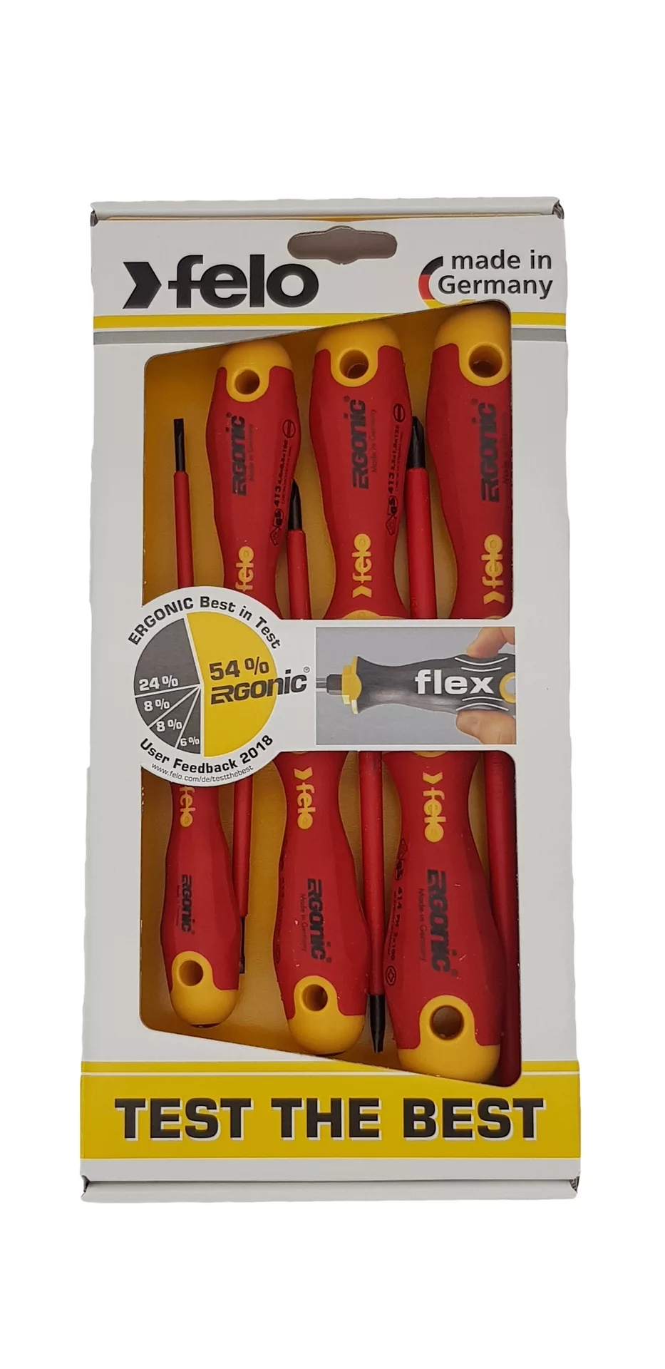 Набор отвёрток ERGONIC диэлектр., серия 413 6 шт. FELO 413 961 98