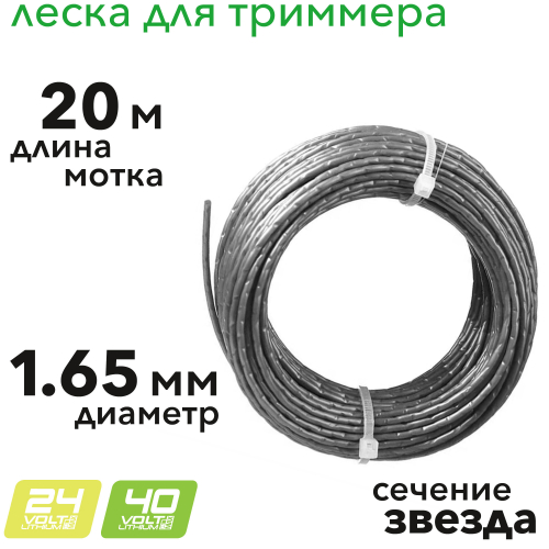 Леска 1,65 мм для триммера Greenworks 2933407