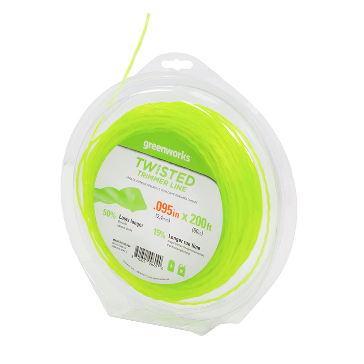 Витая леска 2,4 мм для триммера Greenworks 2950207