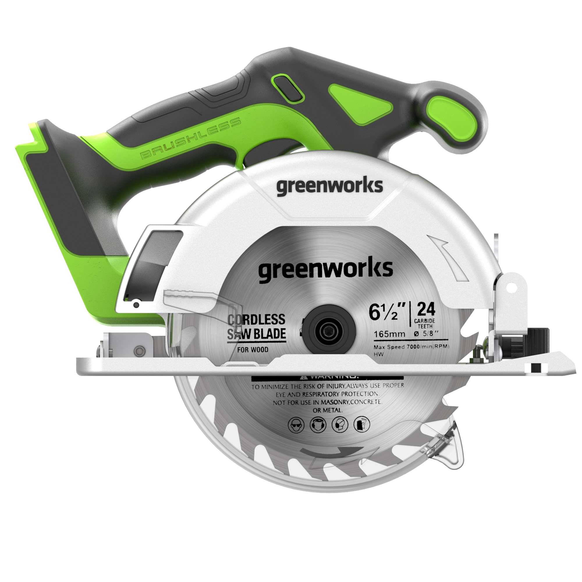 Пила циркулярная аккумуляторная Greenworks 24V GD24CS165 1501607, бесщеточная, без АКБ и ЗУ