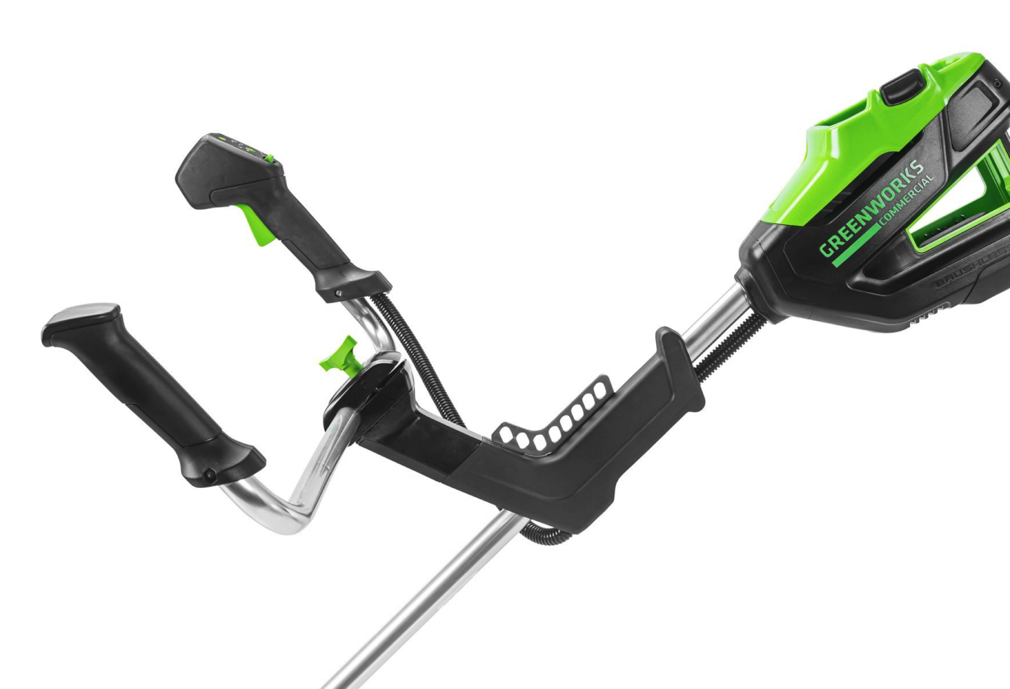 Триммер аккумуляторный с велосипедными ручками Greenworks 45 см 82V 2110707, бесщёточный, без АКБ и ЗУ