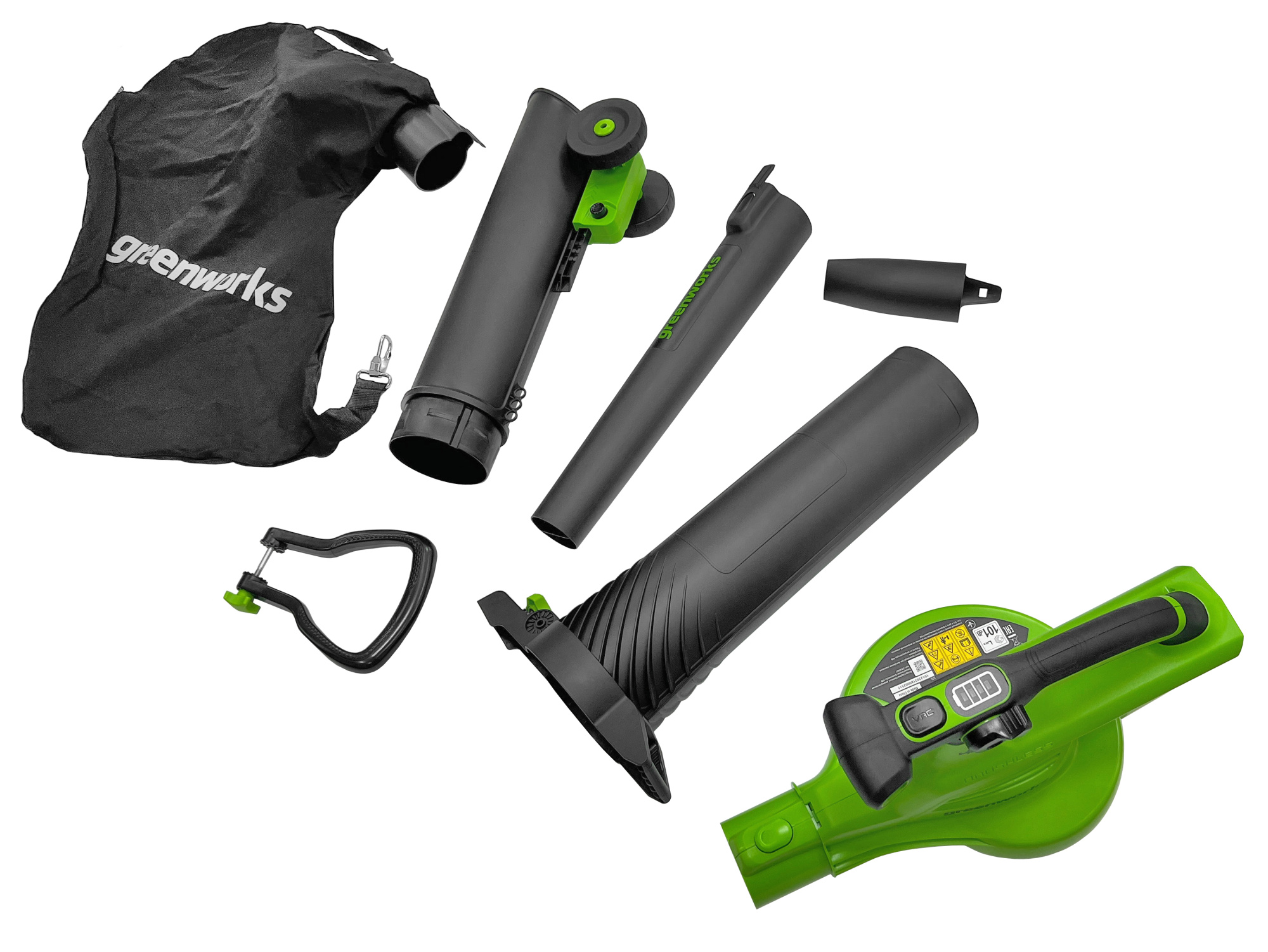 Воздуходув – садовый пылесос аккумуляторный Greenworks 40V GD40BV 2406907, бесщёточный, без АКБ и ЗУ