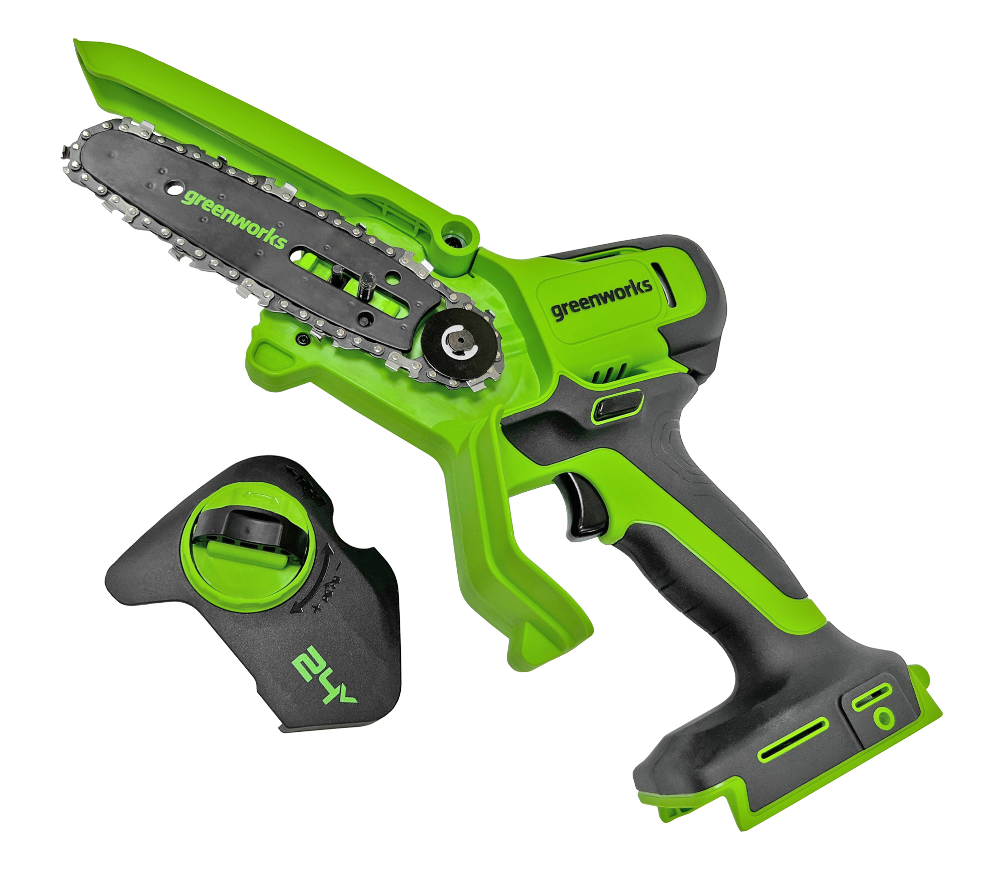 Мини-пила аккумуляторная цепная Greenworks 10 см 24V G24MCS10 2008207, без аккумулятора и зарядного устройства