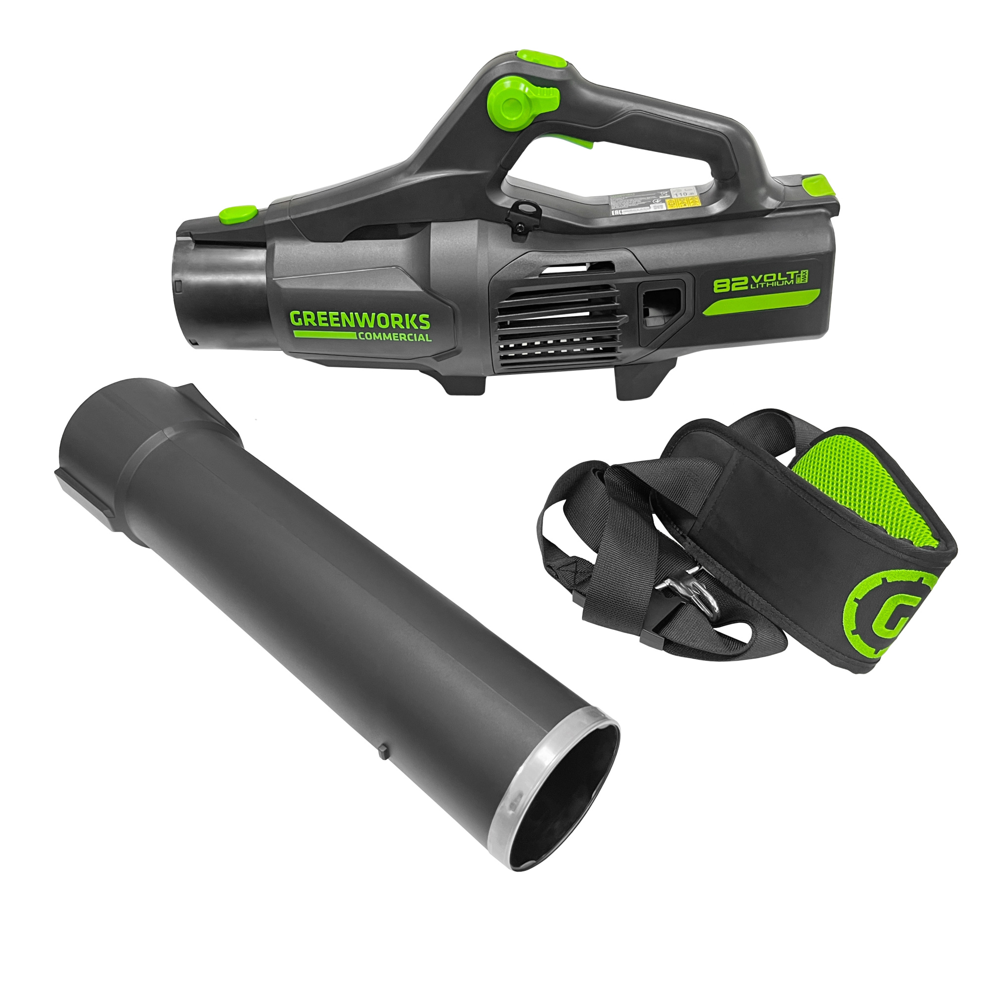 Воздуходув аккумуляторный (225 км/ч) Greenworks 82V GD82ABII 2407007, бесщеточный, без АКБ и ЗУ