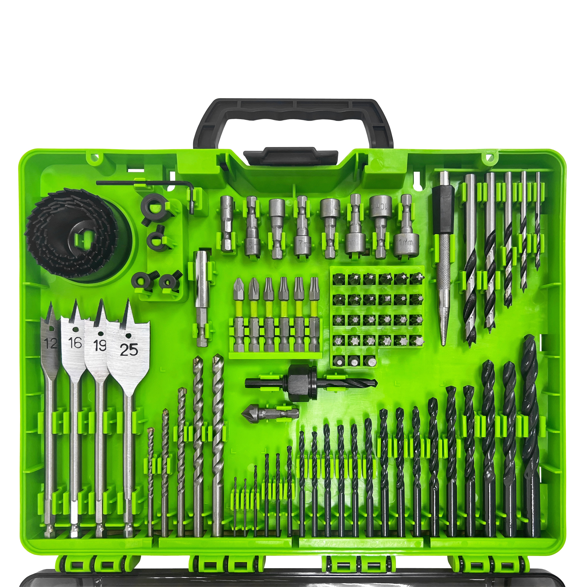 Набор свёрел, бит и коронок Greenworks 2944607 (90 шт.), в кейсе