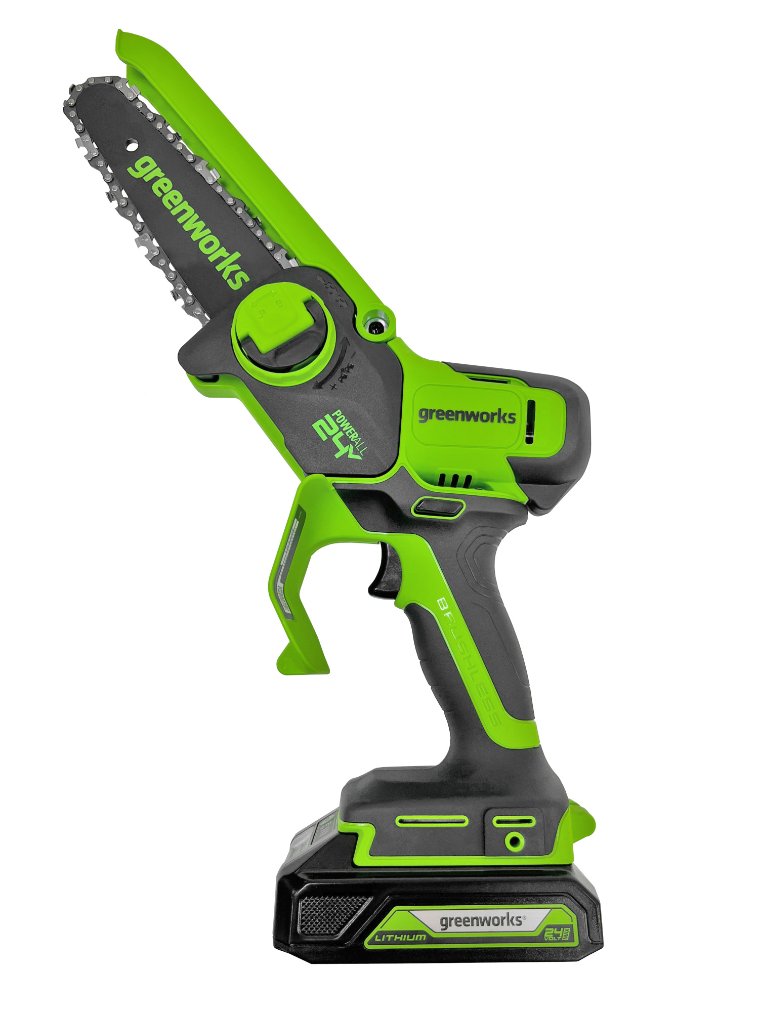 Мини-пила аккумуляторная цепная Greenworks 15 см 24V GD24CSMNX 2008707, бесщёточная, без АКБ и ЗУ