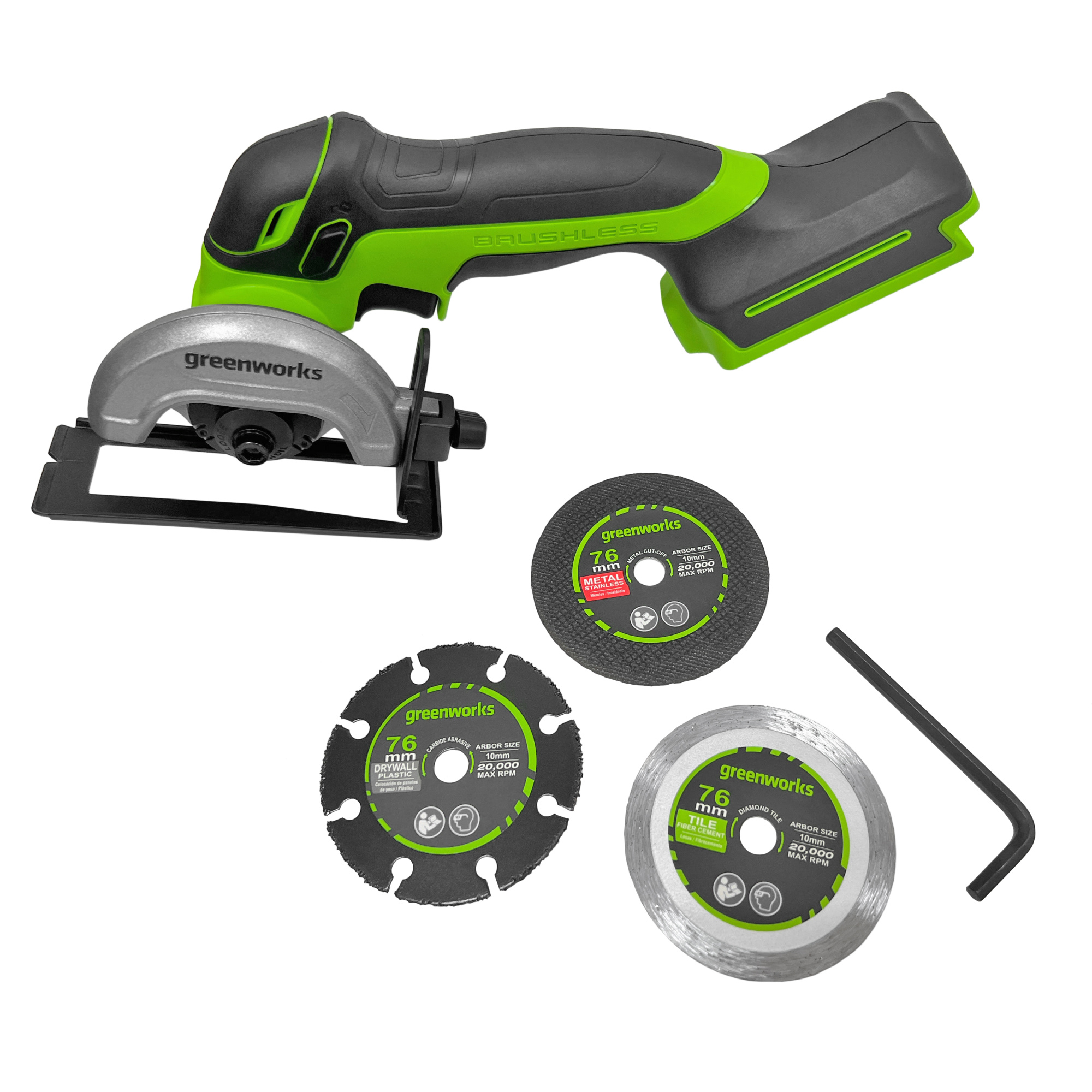 Углошлифовальная машина (болгарка) 76 мм аккумуляторная Greenworks 24V GD24UCS 3402007, бесщеточная, без АКБ и ЗУ