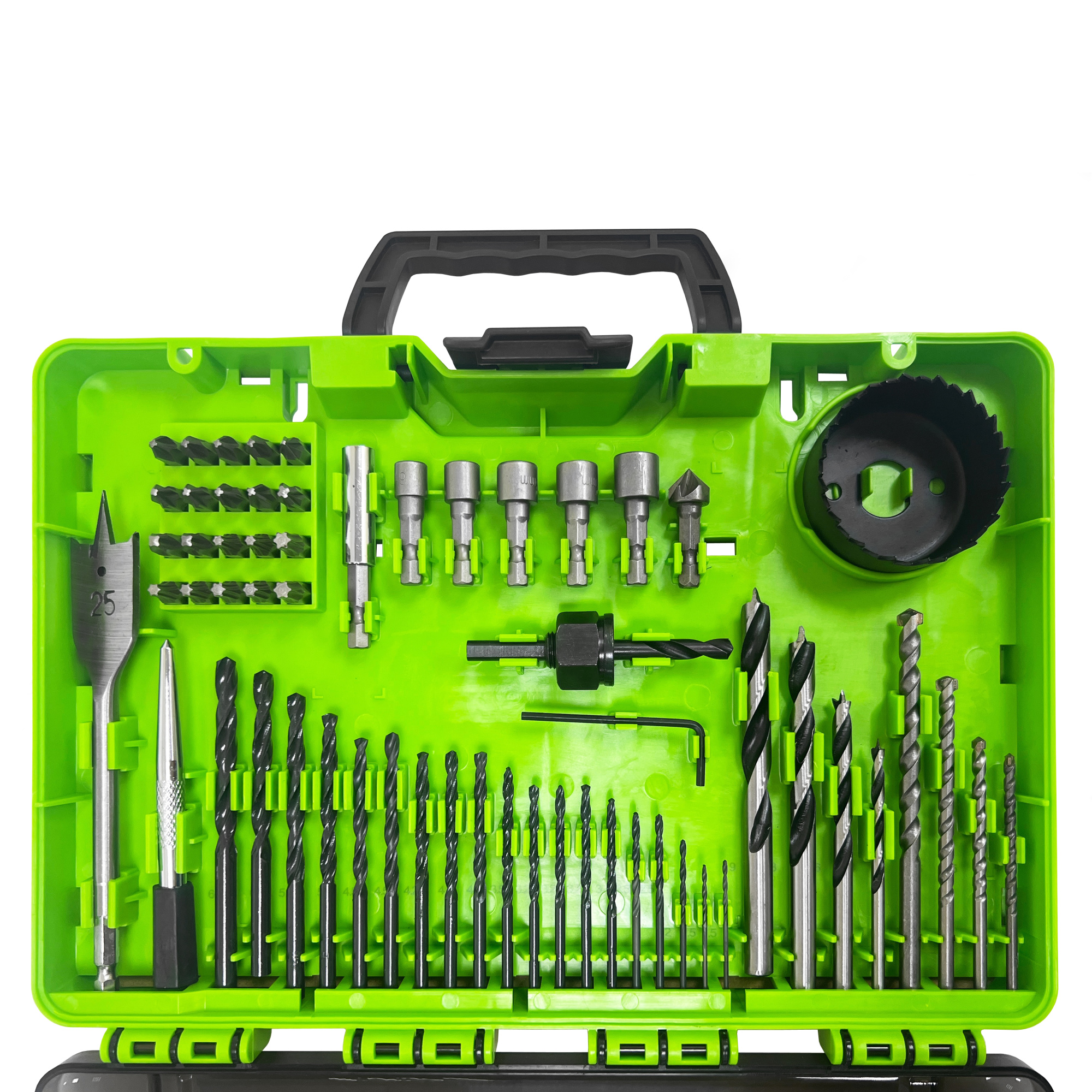 Набор свёрел, бит и коронок Greenworks 2944507 (60 шт.), в кейсе