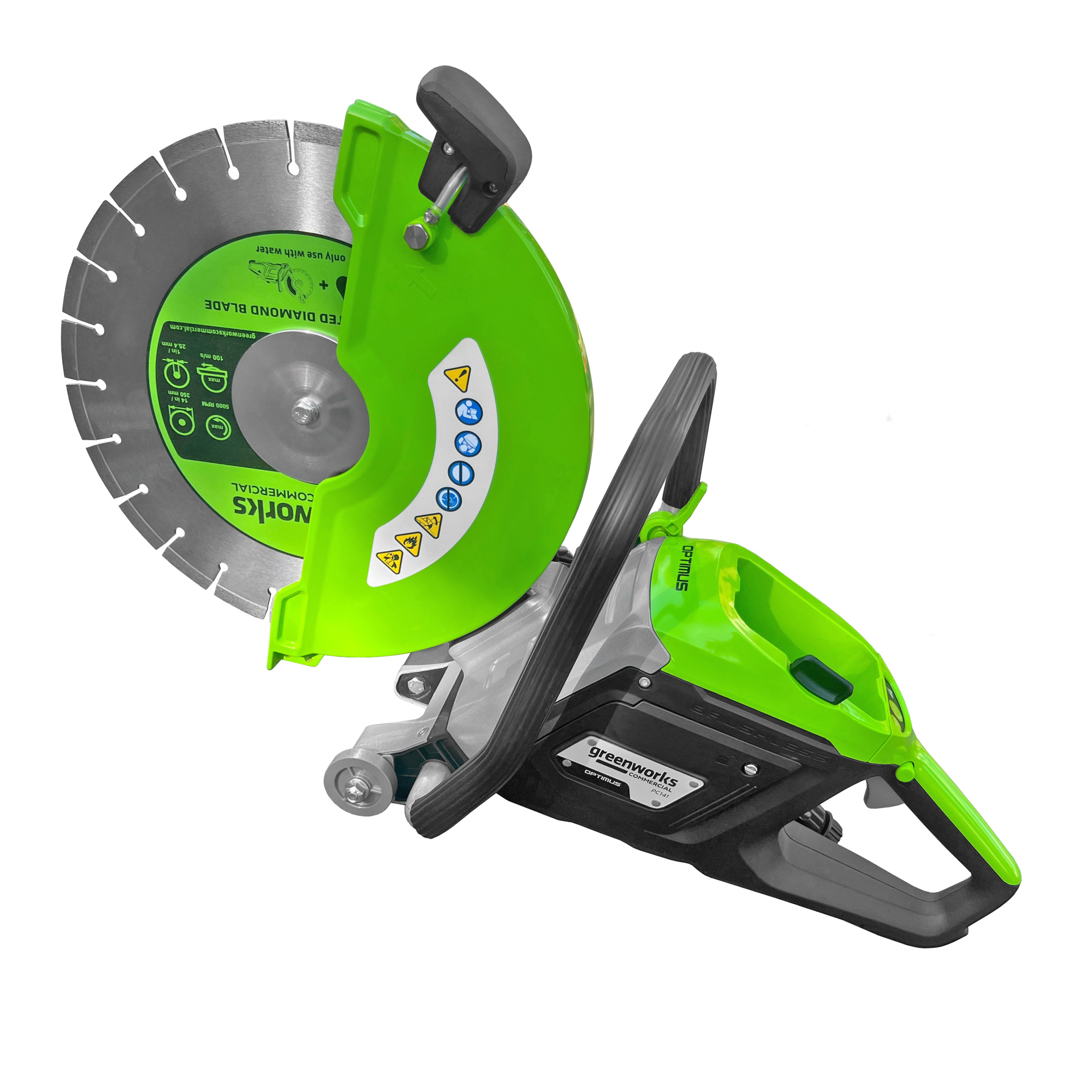 Бетонорез 350 мм, 4,3 кВт, аккумуляторный Greenworks 82V 1501307, бесщеточный, без АКБ и ЗУ